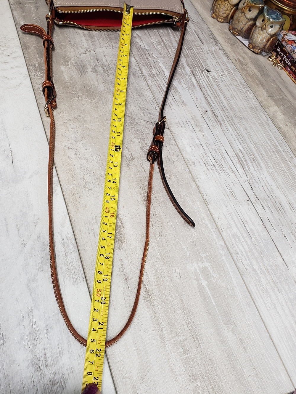 Dooney & Bourke Pebbled Leather Crossbody in Taupe with Brown Strap - Picture 9 of 15